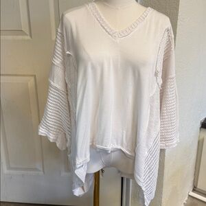 Pol crochet Shirt large White Patchwork Sz large